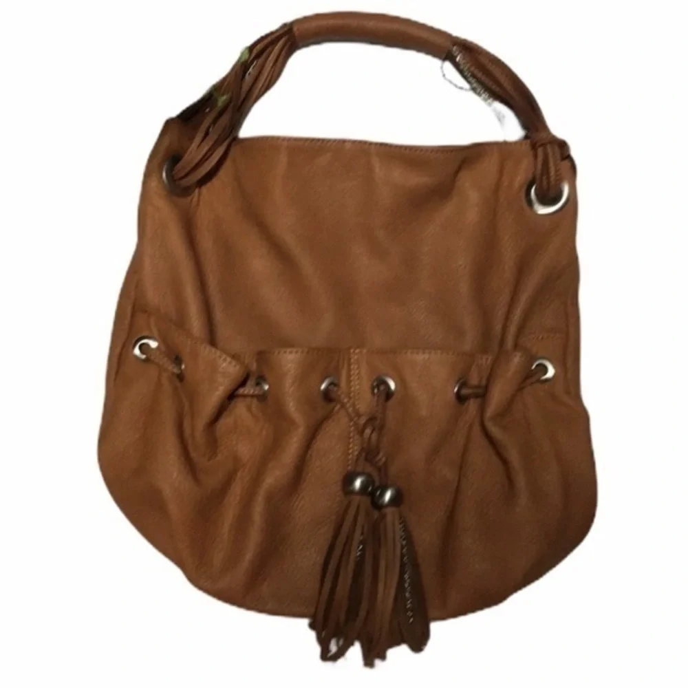 VN leather saddle brown hobo bag